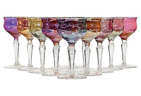 vintage iridescent multicolored glass stems