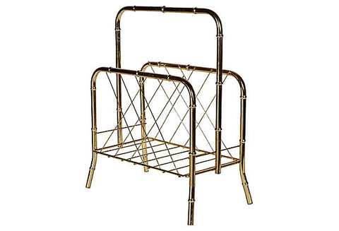 Bamboo Style Gilt Metal Magazine Rack