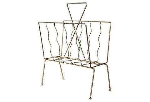 1960s Gilt Metal Magazine Rack