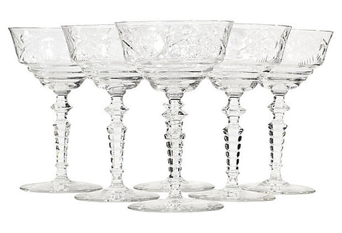 Art Deco Wheel Cut Glass Coupes