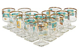 1960s Gilt Showboat Footed Stems, Set of 14