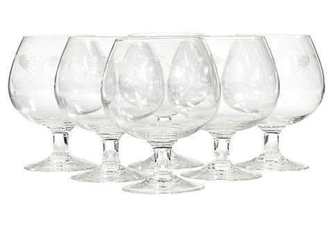 1960s Thistle Brandy Snifters, Set of 6