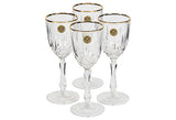 Italian Gilt Rim Crystal Wine Stems, Set of 4