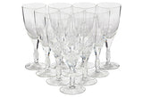 1960s Crystal Glass Wine Stems, Set of 10